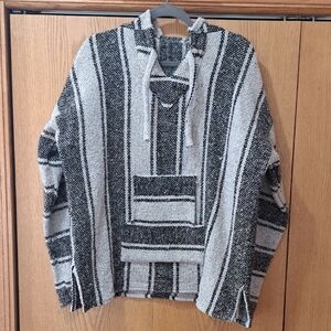Men's Black and White Striped Sweater